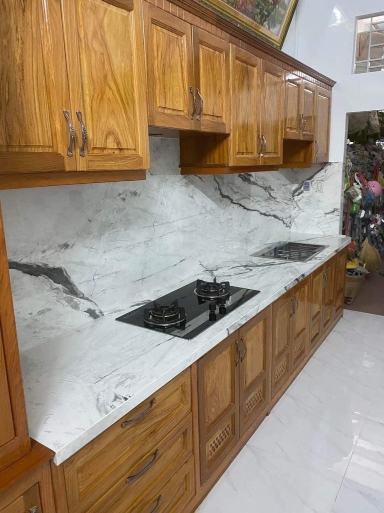 Đá Nung Kết Modern Statuario ốp bàn bếp